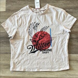 NWT Miller Genuine Draft Women’s Graphic T-Shirt Beige Size L
